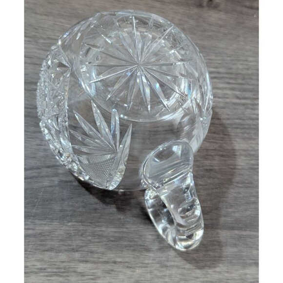 Cut Glass Crystal Creamer Pitcher Elegant Handled Design 4" Vintage Clear Table - Picture 9 of 10